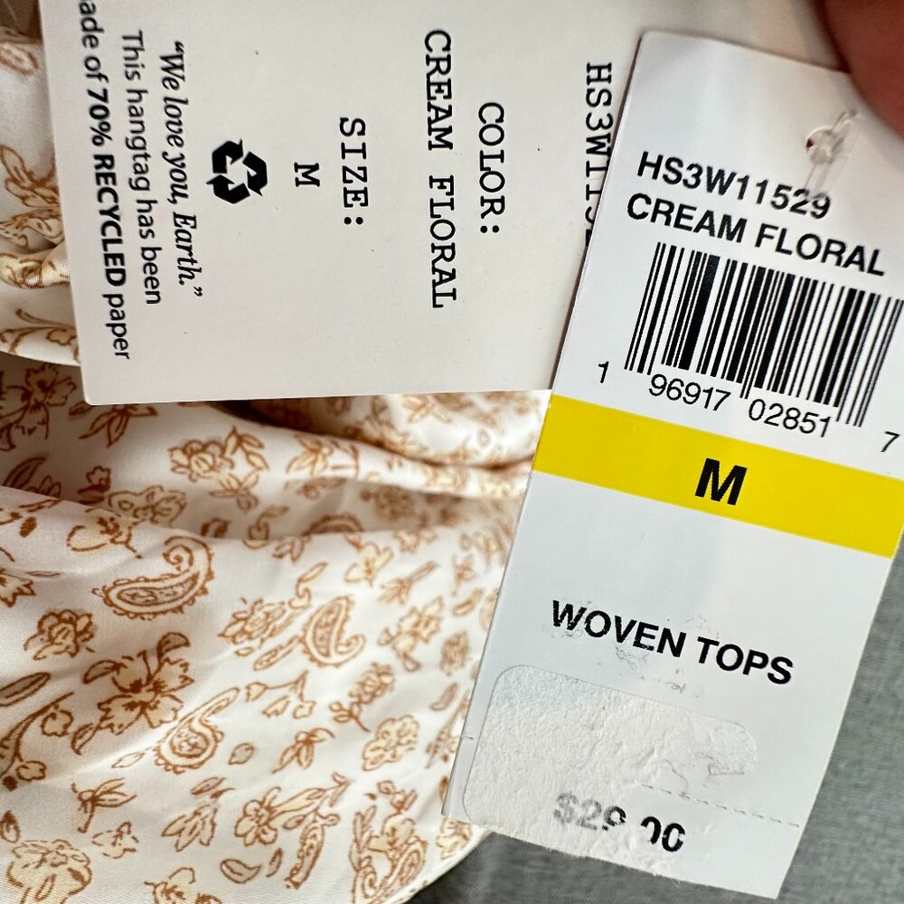 NEW! Hippie Rose‎ Satin Camisole Tank Top Lace Trim Cream Floral Medium - Picture 3 of 12